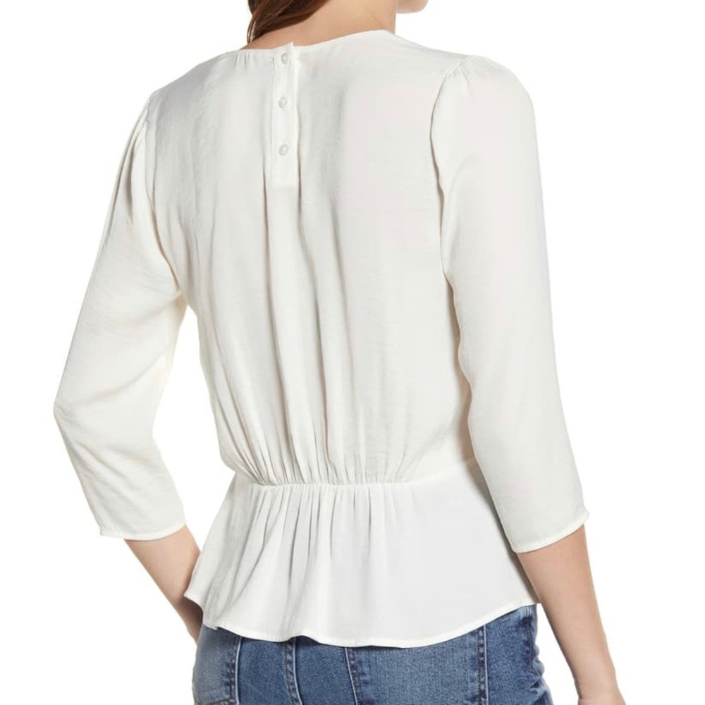 NWT Nordstrom 1. State- Peplum Blouse Off White - Picture 2 of 7
